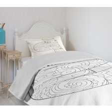 Sloth Outline Ornaments Bedspread Set