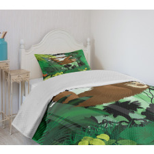 Vibrant Rainforest Plants Bedspread Set