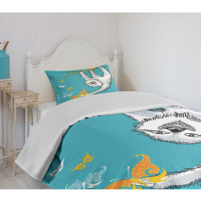 Sketchy Sloth Butterflies Bedspread Set