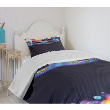 Vivid Blue Carnival Mask Bedspread Set