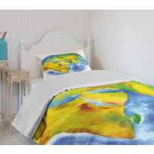 Globe of Earth Watercolors Bedspread Set