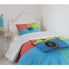 Retro Camera Hipster Bedspread Set