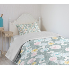Ornate Spring Yard Theme Bedspread Set