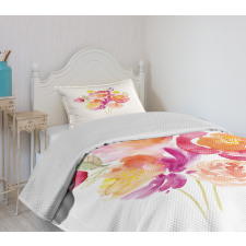 Watercolor Rose Bouquet Bedspread Set