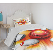 Red Ball Spread Pins Bedspread Set