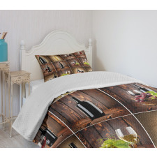 Grapes Meat Drink Collage Bedspread Set