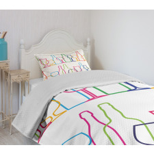 Colorful Outline Bottles Bedspread Set