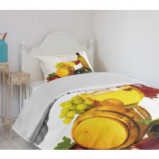 Red White Wine Mini Themed Bedspread Set