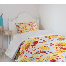 Ripe Berries Dried Leaves Bedspread Set