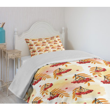 Romantic Fall Season Tile Bedspread Set