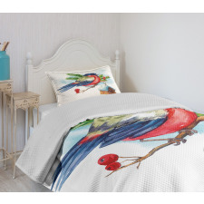 Christmas Bird Holly Pine Bedspread Set