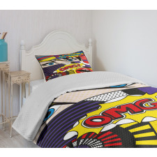 Comic Book Pattern Bedspread Set