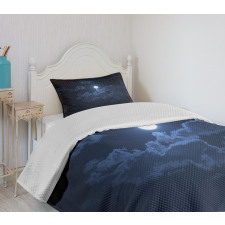 Full Moon Dark Clouds Fog Bedspread Set