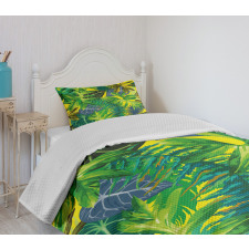 Exotic Leaves Watercolor Bedspread Set