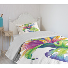 Abstract Colored Leaves Bedspread Set