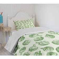 Green and Fresh Food Bedspread Set