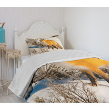 Red Fox in Snowy Nature Bedspread Set