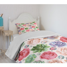 Peony Roses and Cactus Bedspread Set