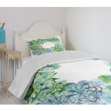 Watercolor Cactus Wreath Bedspread Set