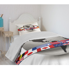 Orbit of National Flags Bedspread Set