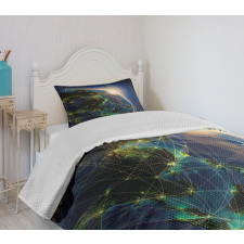 Vivid Globe Space Network Bedspread Set