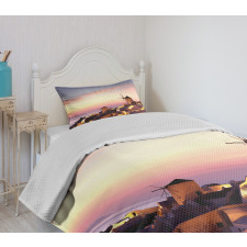 Santorini Greece View Bedspread Set