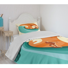 Retro Man Surfing Bedspread Set