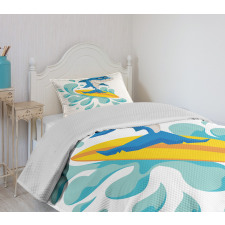 Funny Shark Surf Bedspread Set