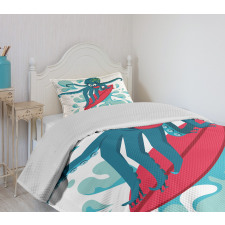 Surfer Octopus Bedspread Set