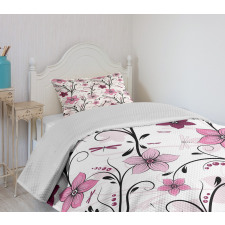 Shabby Plant Florets Bedspread Set