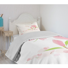 Soft Magnolia Leaves Bedspread Set