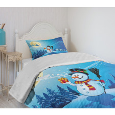 Snowy Land Pines Moon Bedspread Set