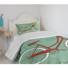 Retro Bike Xmas Trees Bedspread Set