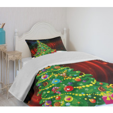 Xmas Tree Cartoon Bedspread Set