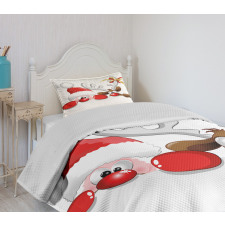 Funny Santa Reindeer Bedspread Set