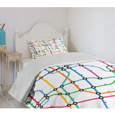 Colorful Lines Metro Scheme Bedspread Set