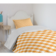 Orange Gingham Tile Bedspread Set