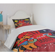 Monster Funny Characters Bedspread Set