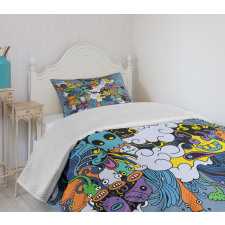 Funky Monsters Society Bedspread Set