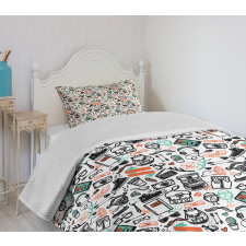 Hipster Fashion Sketch Bedspread Set