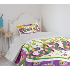 Blazon with Flowers Bedspread Set