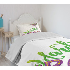 Cartoon Mardi Gras Bedspread Set