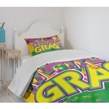 Grunge Beads Letters Bedspread Set