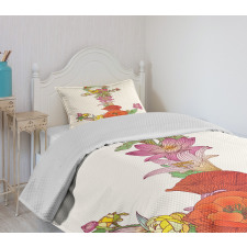 Spring Flowers Blooming Bedspread Set