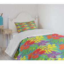 Abstract Vibrant Hibiscus Bedspread Set