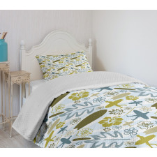 Summer Surfers and Plants Bedspread Set