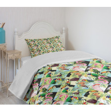 Tropical Jungle Parrots Bedspread Set