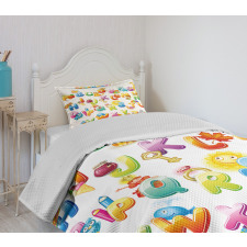 Cartoon Alphabet Bedspread Set