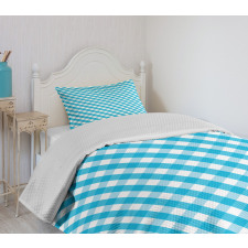 Aqua Stripes Diagonal Bedspread Set