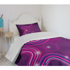 Purple Lines Circles Bedspread Set